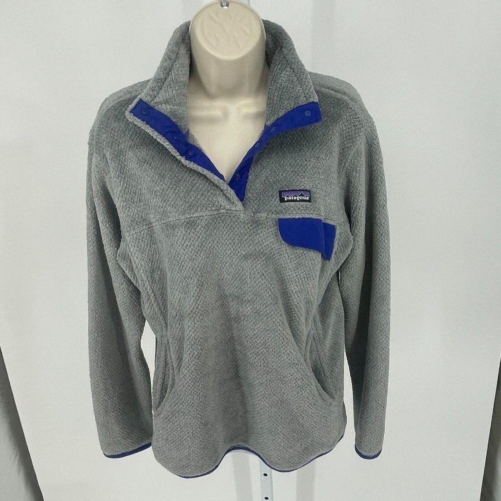 Patagonia Gray and Blue Snap-T Fleece Pullover